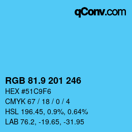 カラーコード: RGB 81.9 201 246 | qconv.com