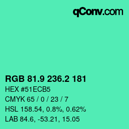 カラーコード: RGB 81.9 236.2 181 | qconv.com