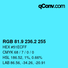 Color code: RGB 81.9 236.2 255 | qconv.com