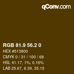 Color code: RGB 81.9 56.2 0 | qconv.com