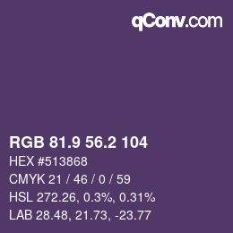 Color code: RGB 81.9 56.2 104 | qconv.com