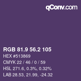 カラーコード: RGB 81.9 56.2 105 | qconv.com