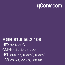 Color code: RGB 81.9 56.2 108 | qconv.com