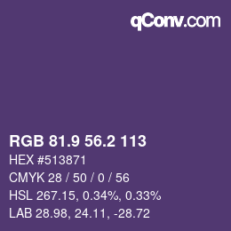 Color code: RGB 81.9 56.2 113 | qconv.com