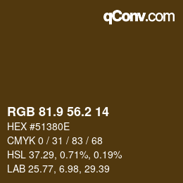 Color code: RGB 81.9 56.2 14 | qconv.com