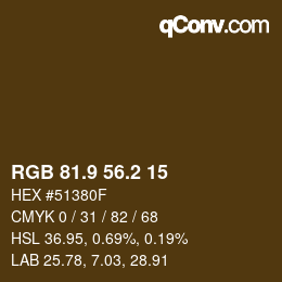 Color code: RGB 81.9 56.2 15 | qconv.com
