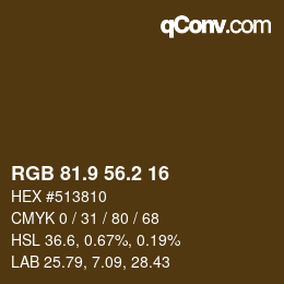Color code: RGB 81.9 56.2 16 | qconv.com