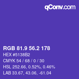 カラーコード: RGB 81.9 56.2 178 | qconv.com