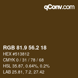 Color code: RGB 81.9 56.2 18 | qconv.com