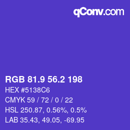 カラーコード: RGB 81.9 56.2 198 | qconv.com