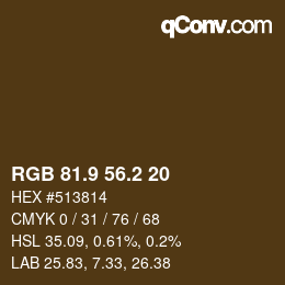 Color code: RGB 81.9 56.2 20 | qconv.com