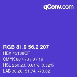 カラーコード: RGB 81.9 56.2 207 | qconv.com