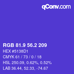 カラーコード: RGB 81.9 56.2 209 | qconv.com