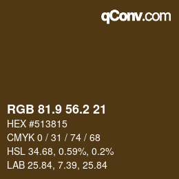 Color code: RGB 81.9 56.2 21 | qconv.com