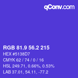 カラーコード: RGB 81.9 56.2 215 | qconv.com