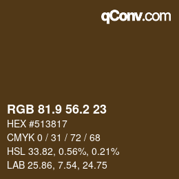 Color code: RGB 81.9 56.2 23 | qconv.com