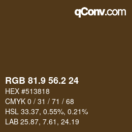 Código de color: RGB 81.9 56.2 24 | qconv.com