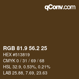Color code: RGB 81.9 56.2 25 | qconv.com