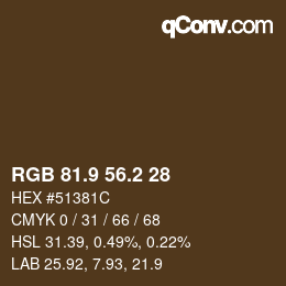 Color code: RGB 81.9 56.2 28 | qconv.com