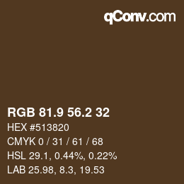 Color code: RGB 81.9 56.2 32 | qconv.com
