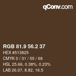Color code: RGB 81.9 56.2 37 | qconv.com