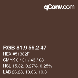 Color code: RGB 81.9 56.2 47 | qconv.com