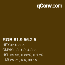Color code: RGB 81.9 56.2 5 | qconv.com