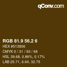 Color code: RGB 81.9 56.2 6 | qconv.com