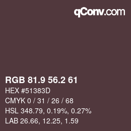 カラーコード: RGB 81.9 56.2 61 | qconv.com