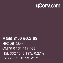 Color code: RGB 81.9 56.2 68 | qconv.com