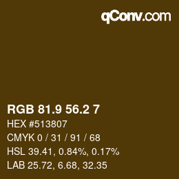 カラーコード: RGB 81.9 56.2 7 | qconv.com