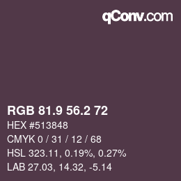 Color code: RGB 81.9 56.2 72 | qconv.com
