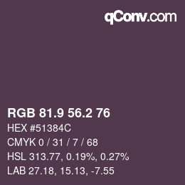 Color code: RGB 81.9 56.2 76 | qconv.com