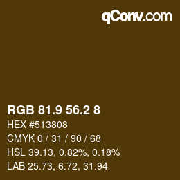 Color code: RGB 81.9 56.2 8 | qconv.com