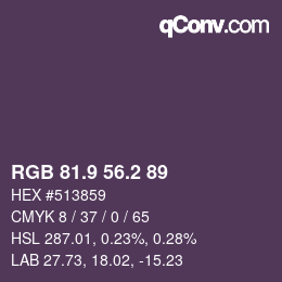 Color code: RGB 81.9 56.2 89 | qconv.com