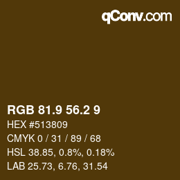 Color code: RGB 81.9 56.2 9 | qconv.com