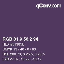 Color code: RGB 81.9 56.2 94 | qconv.com