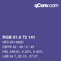 Color code: RGB 81.9 72 141 | qconv.com