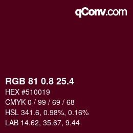 カラーコード: RGB 81 0.8 25.4 | qconv.com