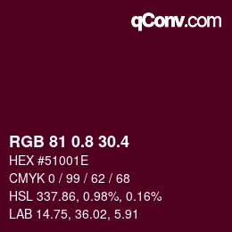 カラーコード: RGB 81 0.8 30.4 | qconv.com