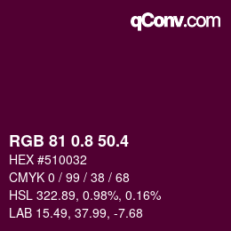 カラーコード: RGB 81 0.8 50.4 | qconv.com