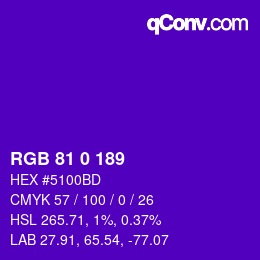 カラーコード: RGB 81 0 189 | qconv.com