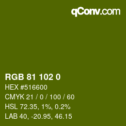 Color code: RGB 81 102 0 | qconv.com