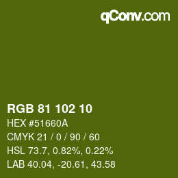 Color code: RGB 81 102 10 | qconv.com