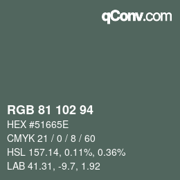 カラーコード: RGB 81 102 94 | qconv.com