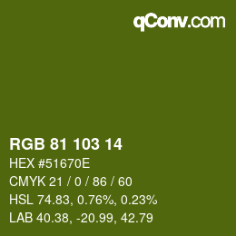 Color code: RGB 81 103 14 | qconv.com