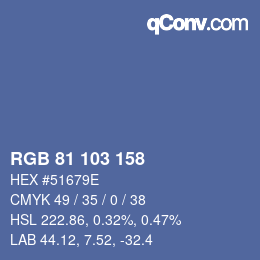 Color code: RGB 81 103 158 | qconv.com