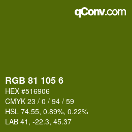 Color code: RGB 81 105 6 | qconv.com