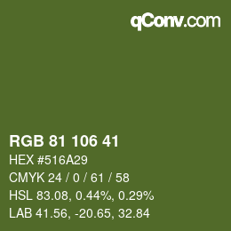 カラーコード: RGB 81 106 41 | qconv.com