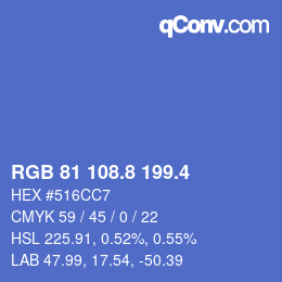 カラーコード: RGB 81 108.8 199.4 | qconv.com